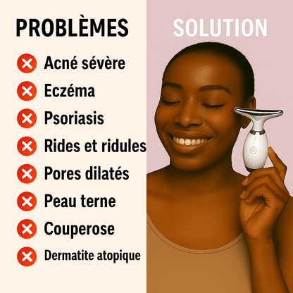 Masseur facial Essence Glow: solution for severe acne, eczema, psoriasis, wrinkles, and dull skin.